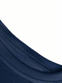 Manfinity Homme Áo thun nam cổ tròn tay dài thường ngày đa năng họa tiết lá bài thời trang, áo thun tay dài màu xanh navy họa tiết vua, mùa thu - Màu xanh hải quân - Xem 5