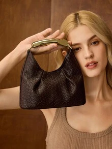 MOTF PREMIUM Borsa a mano in pelle sintetica plissettata