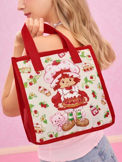 Strawberry Shortcake X SHEIN 1 pieza Bolsa de almuerzo aislada con impresión del Mapa del Merodeador, mantiene la comida caliente o fría, bolsa de picnic de gran capacidad que cabe en la caja de almuerzo y bebida, adecuada para picnic, camping, viajes, uso doméstico, familia, estudiantes, magia