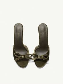 CUCCOO CHICEST 棕色 PU 女式低跟方头一脚蹬穆勒鞋 - 橄欖綠 - 查看 7