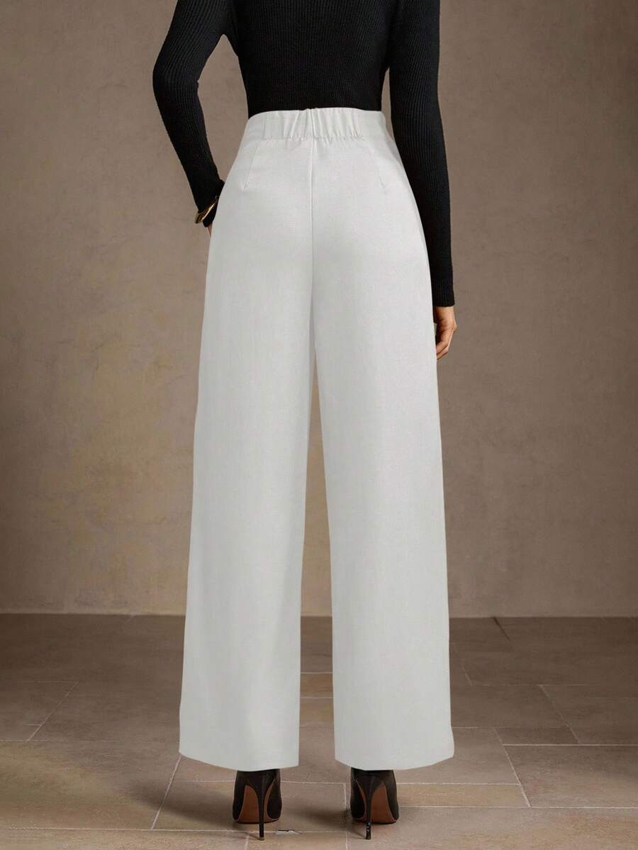 MOTF PREMIUM 褶皱斜口袋裤 - 白色 - 查看 2