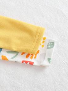 Cozy Pixies 2pcs Baby Cartoon Animal Print Soft Knit Crew Neck Long Sleeve Bodysuit, Versatile & Comfortable For Baby Boys & Girls Lion Baby Clothes Baby Clothes Cartoon Baby Clothes New Born Yellow Clothes New Born Clothes Unisex Fall Winter - Multicolor - View 6