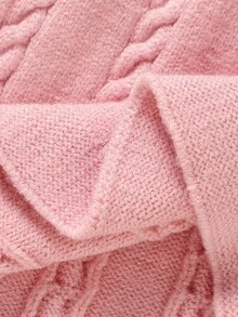 SHEIN Vintaside Kids 彼得潘领刺绣女婴毛衣套装，长袖连衣裙配连脚裤，简约日常装扮，新生儿必备时尚单品 - 淺粉色 - 查看 7