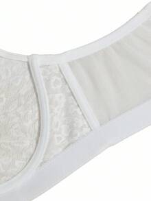 SHEIN 1pc Plus Size Women Leopard Lace Underwire Bra - White - View 10