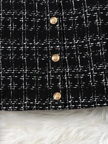 Serisse Kids Tween Girl Urban Chic Long Sleeve Jacket And Shorts Set Girls Two Piece Suit Girls Black Plaid Set Girls Autumn And Winter Suits Girls Plaid Set Two Piece Kids Set