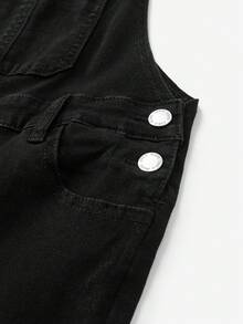 青少年男孩时尚休闲 Y2K 复古酷炫街头返校季学院风笑脸涂鸦图案基础款简约舒适可爱黑色牛仔修身背带裤柔软日常穿着，适合儿童秋冬季锐舞派对、节日和街头服饰。