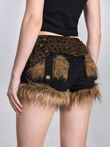 ROMWE Grunge Punk Y2K Punk Style Black Metal Rivet Eye Multi-Pocket Adjustable Metal Buckle Fanny Pack For Women - 深棕色 - 查看 2