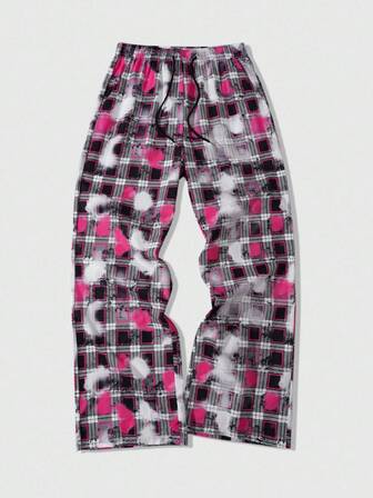 Street Life Pantaloni casual larghi da uomo con vita con coulisse e fantasia a quadri, autunnali