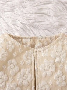 SHEIN Elladie kids 2pcs/Set Young Girl Fashion Jacquard Bow Tulle Ruffle Long Sleeve Jacket & Skirt Set, Autumn/Winter