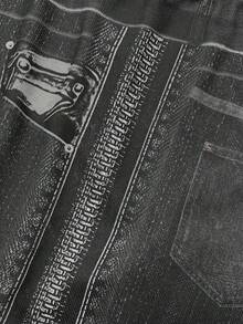 EMERY ROSE Women's Bestselling Denim Effect Print Casual Leggings - Grey - View 5