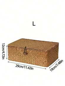 1pc Of Covered Woven Basket, Covered Woven Wicker Storage Box, Rectangular Storage Box, Covered Toy Storage Box, Beautiful Room Decoration, Home Decoration, Kitchen Decoration, Bathroom Decoration, Bedroom Decoration, New Year And Valentine's Day Gift