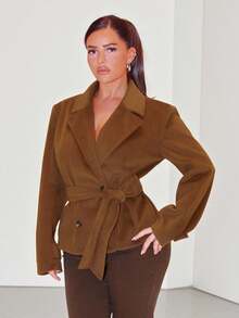 Zolique Women's Solid Color Minimalist Casual Long Sleeve Jacket