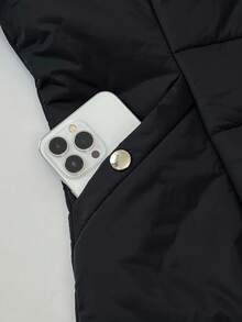 Elamini 女士休闲时尚百搭口袋收腰加厚外套，适合秋冬季外出、通勤和聚会