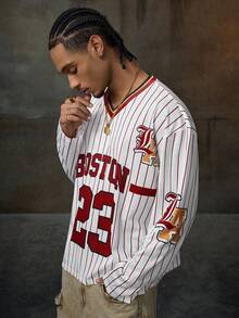 AXEPEAK Camiseta de manga larga con gráfico de letras casual para hombre, otoño - Multicolor - Ver 4