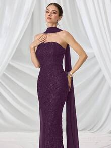 Coutiva 奢华晚礼服、高端礼服、优雅精致的女士礼服 - 紫色 - 查看 4