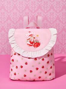 Strawberry Shortcake X SHEIN 1个卡通花卉卡通人物图案背包，配有可调节肩带，休闲日用背包/旅行包，适合女性和女孩，草莓、甜美、田园风格，礼品之选 - 粉色 - 查看 5