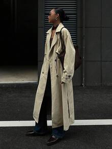 DAZY Casaco Trench Feminino Casual com Gola Virada e Cintura Marcada, Outono