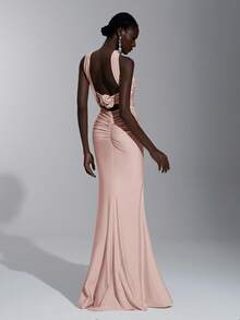 Elitara 优雅、浪漫、性感、简约、针织、有弹性、露肩、露背、紧身、时尚、网红风格、适合节日、度假、生日派对、婚礼、伴娘礼服 - 粉色 - 查看 2