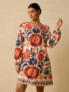 Travachic Đầm suông rộng rãi cổ chữ V họa tiết Paisley cỡ lớn cho nữ, trang phục đi nghỉ cho nữ, trang phục phương Tây cho nữ, trang phục cổ điển cho nữ, váy boho cho nữ, váy mùa xuân, trang phục nghỉ dưỡng cho nữ, váy câu lạc bộ, váy nhiệt đới, quần áo mùa xuân quần áo mùa hè trang phục mùa xuân cho nữ trang phục đi nghỉ cho nữ - Nhiều màu - Xem 5
