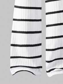 女士休闲宽松落肩圆领T恤搭配毛边罗纹抽绳阔腿裤两件套，适合日常出游 - 白色 - 查看 7