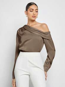 BizChic Áo nữ màu xám xanh dáng thường ngày, thanh lịch, phù hợp cho công sở thành thị, mang phong cách retro thập niên 90, thích hợp cho Giáng sinh, Năm mới, Tiệc Valentine, đi biển, Lễ tốt nghiệp, thời trang, lễ hội, kỳ nghỉ, dự đám cưới, hẹn hò, tiệc tùng, hòa nhạc, bữa ăn sáng muộn, sân bay. - màu nâu - Xem 8