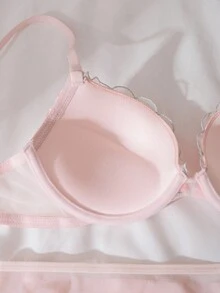 DelicateAllure Blumen-Stickerei Lingerie Set für Frauen