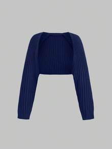 Sweetra 女式休闲纯色罗纹针织开衫背心 - 彩色 - 查看 3