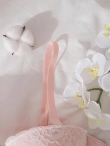 DelicateAllure 1pc Pink & White Push-Up Balconette Underwired Molded 1/2 Cup Strapless Floral Lace Bra, Suitable For Vacation, Party, Plus Size, Wireless Lingerie Bra, Intimate, Party, Date, Innocent, Sexy, Cute, Kawaii, Lift - Pink - View 4