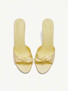 CUCCOO CHICEST Brown PU Women Pointy Toe High Heel Mule Sandals Spring Shoes Spring Break Easter Prom Heels For Christmas - Yellow - View 6