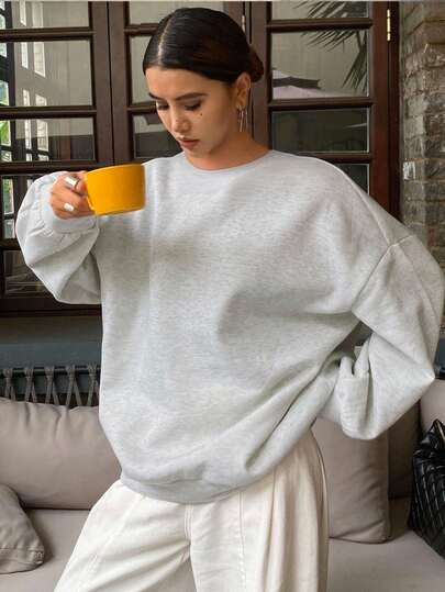DAZY Hooded Casual Thermal Lined Solid Color Loose Fit Sweatshirt Fall/Winter