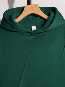 SHEIN Tween Boy 2 Pieces Hoodie & Sweatpants Set, Versatile All-Match, Suitable For Autumn/Winter - Dark Green - View 6