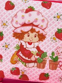 Strawberry Shortcake X SHEIN Fashionable Cute Cartoon Strawberry Print Cosmetic Bag, Gift Ideas - Baby Pink - View 6