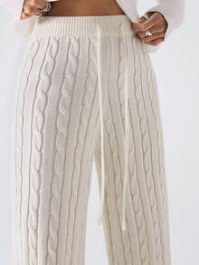 LYSMO Damskie, uniwersalne, dzianinowe spodnie z szerokimi nogawkami w jednolitym kolorze