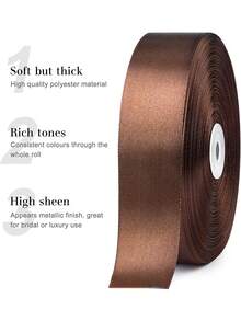 1/5PCS 4CM Wide Colorful Gift Wrapping Ribbon, Ribbon, Ribbon, Ribbon, For Rose Decoration, Gift Box Packaging Bow - Coffee Brown - View 7