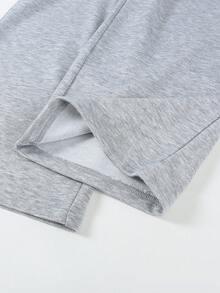 SHEIN 女童和青少年衬衫领多层外观运动衫，搭配裤子，适合日常、学校、秋冬休闲装 - 灰色 - 查看 7