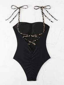 Swim Vcay 女士度假海滩豹纹绷带露背连体泳衣