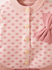 Souflis Souflis 少女波点图案3D蝴蝶结针织毛衣套装 - 粉色 - 查看 11