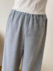 3pcs/Set Teen Girl Casual Versatile Knit Draped Comfortable Black, White, Gray Sweatpants Fall Winter - Multicolor - View 5