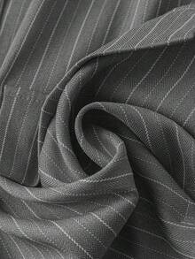 Calvaya Plus Size Women's Spring Autumn Striped Lapel Ruffle Hem Casual Blazer Jacket Fall Cloth For Women Winter - Grey - View 6