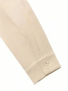 Franclia 女式杏色基本款长袖上衣和棕色直筒裤商务正装返校教师时尚两件套，秋冬 - 杏色 - 查看 3