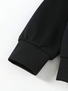 SHEIN 2件套年轻女孩简约时尚粉色蝴蝶结黑色上衣和粉色裤子运动服套装 - 彩色 - 查看 4
