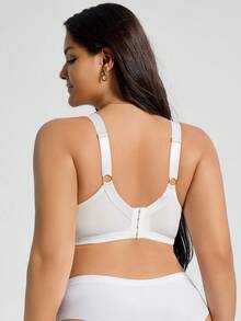 SHEIN 1 pieza Sujetador inalámbrico de encaje y parches para tallas grandes - Blanco - Ver 2