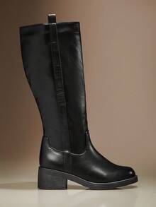 SHUZIA Women's Knee High Comfortable Chunky Lug Sole Riding Boots - Black - View 6
