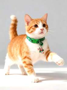 PETSIN 1 件宠物圣诞系列项圈；雪花印花铃铛项圈；圣诞系列吊坠项圈；宠物项圈；宠物用品。 - 彩色 - 查看 8