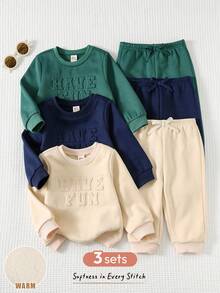 Cozy Pixies Set de 6 hanorace unisex confortabile pentru copii mici, cu model casual de ursuleț, îngroșate, pentru toamnă/iarnă, minimaliste, de culoare solidă