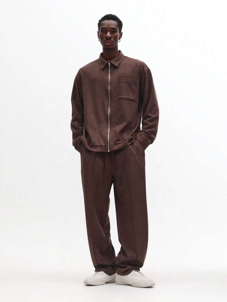 Velvet Corduroy Shacket With Pin Tuck Joggers