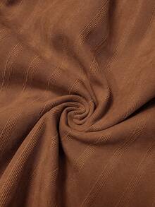 Elaquor Kemeja Lengan Panjang Polos Ukuran Besar/Musim Gugur/Musim Dingin Blus Cokelat Ukuran Besar Kemeja Kancing Depan Cokelat untuk Wanita - Coklat - View 7