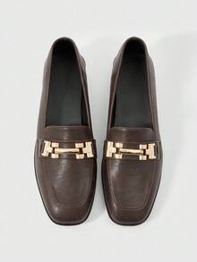 Sleekvia Women's Slip-On Loafers, British Style Thick Heel Casual Shoes, New Autumn/Spring Commuting Shoes - Coffee Brown - View 2
