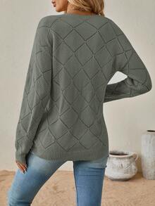 SHEIN Clasi 经典V领休闲套头长袖毛衣 - 薄荷綠 - 查看 2