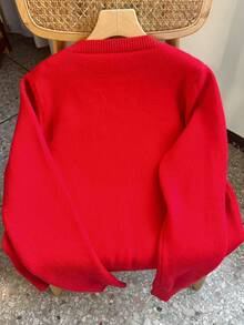Chiquease New Arrival Thermal Lined Crew Neck Long Sleeve Sweater For Women - Red - View 2
